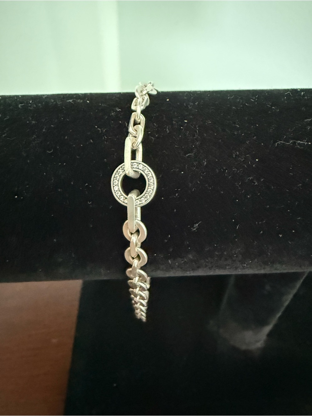 Pandora Sterling Silver Circle Link Bracelet with Pavé Accent